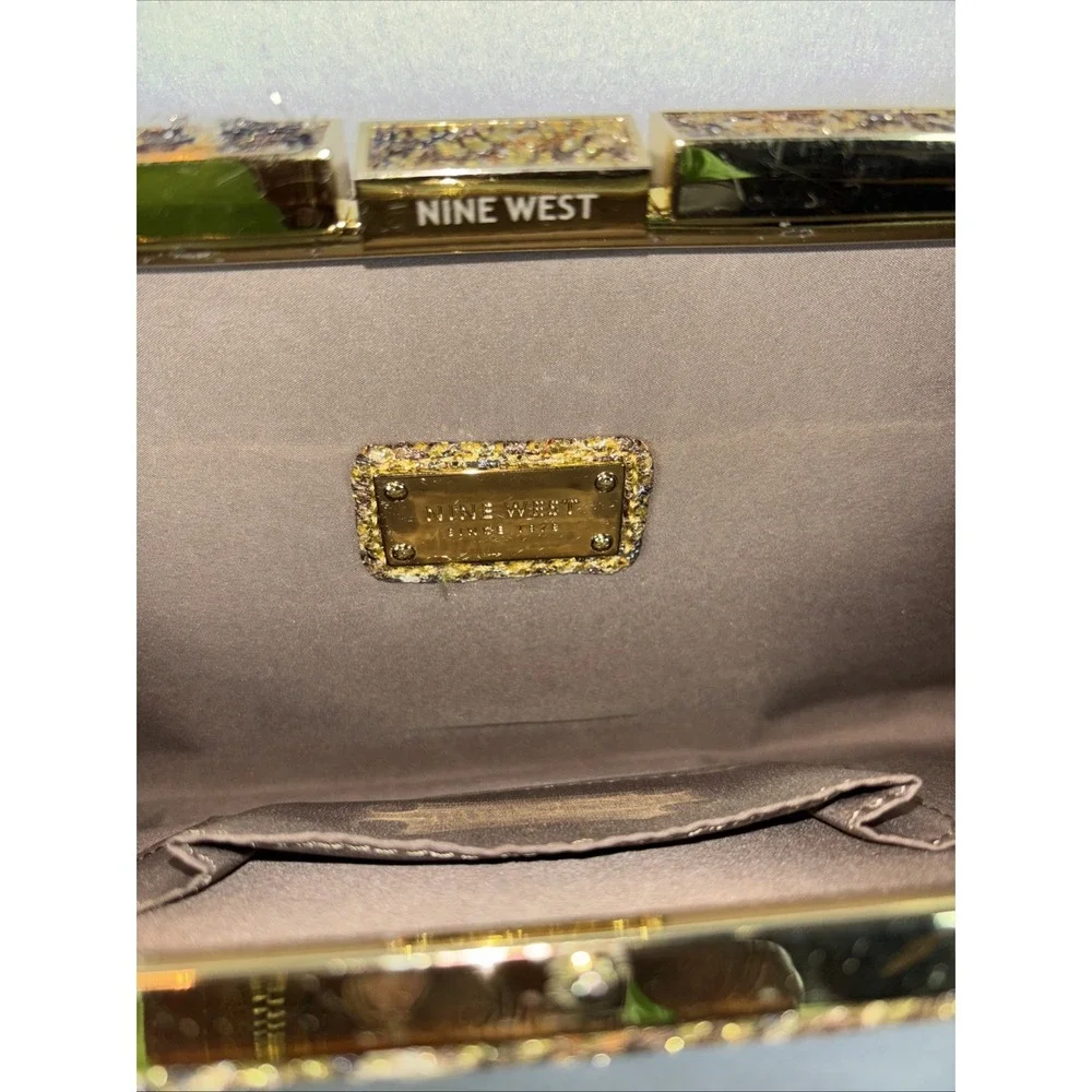 Nine‎ West Gold Glitter Evening Clutch Handbag